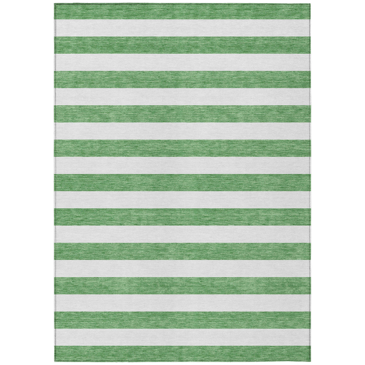 9' X 12' Green and White Striped Washable Non Skid Indoor Outdoor Area Rug