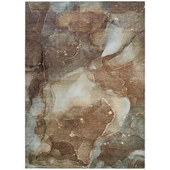 10' X 14' Brown Abstract Washable Non Skid Indoor Outdoor Area Rug