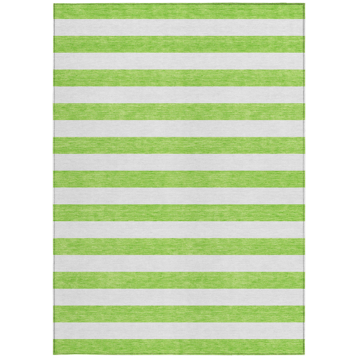 10' X 14' Green and White Striped Washable Non Skid Indoor Outdoor Area Rug