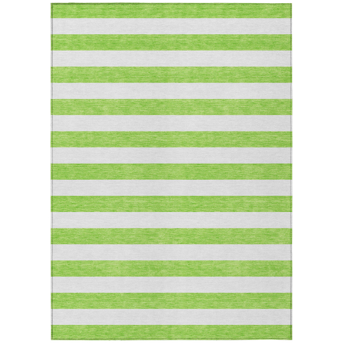5' X 8' Green and White Striped Washable Non Skid Indoor Outdoor Area Rug