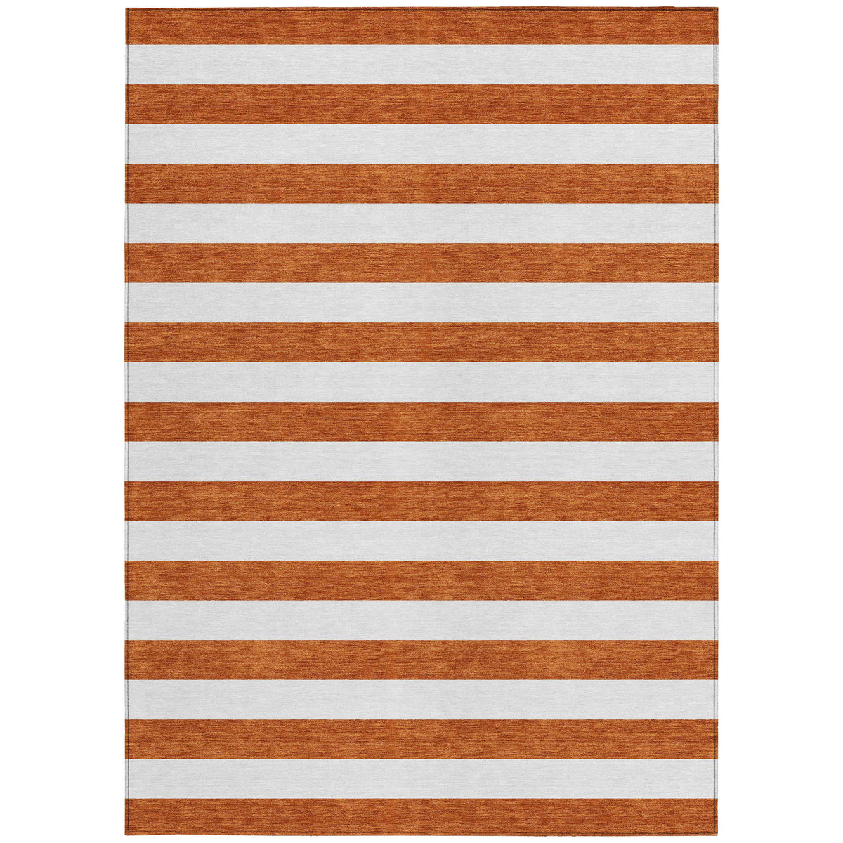 10' X 14' Orange Striped Washable Non Skid Indoor Outdoor Area Rug