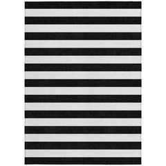3' X 4' Black and White Striped Washable Non Skid Indoor Outdoor Area Rug