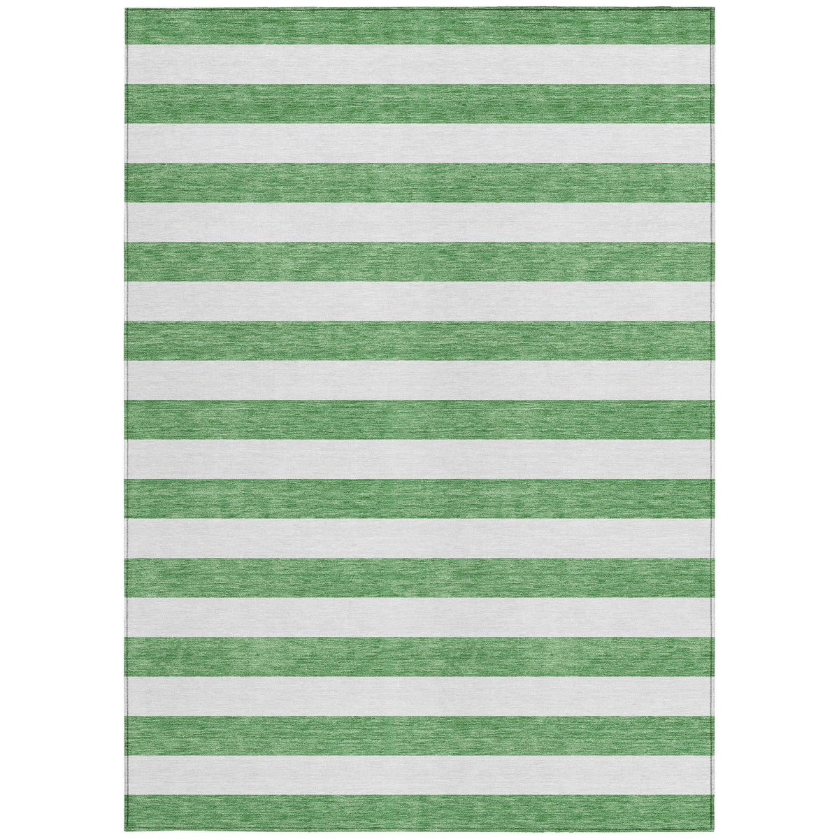 8' X 10' Green and White Striped Washable Non Skid Indoor Outdoor Area Rug