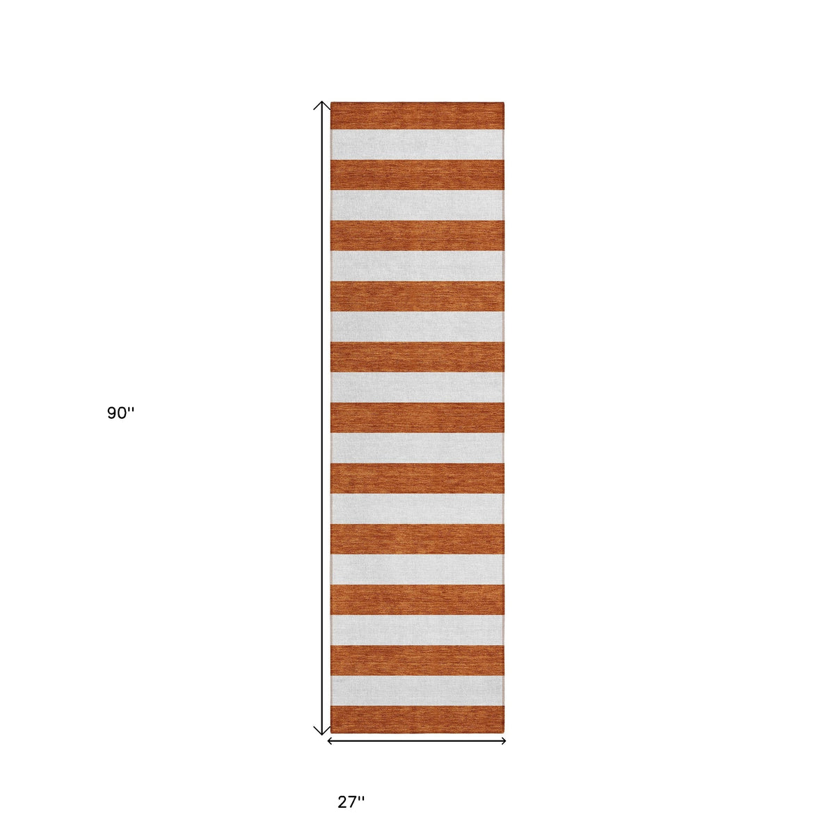 8' Runner Orange Striped Washable Non Skid Indoor Outdoor Runner Rug
