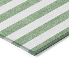3' X 4' Green and White Striped Washable Non Skid Indoor Outdoor Area Rug