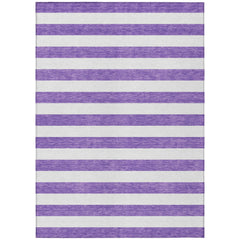 10' X 14' Purple and White Striped Washable Non Skid Indoor Outdoor Area Rug