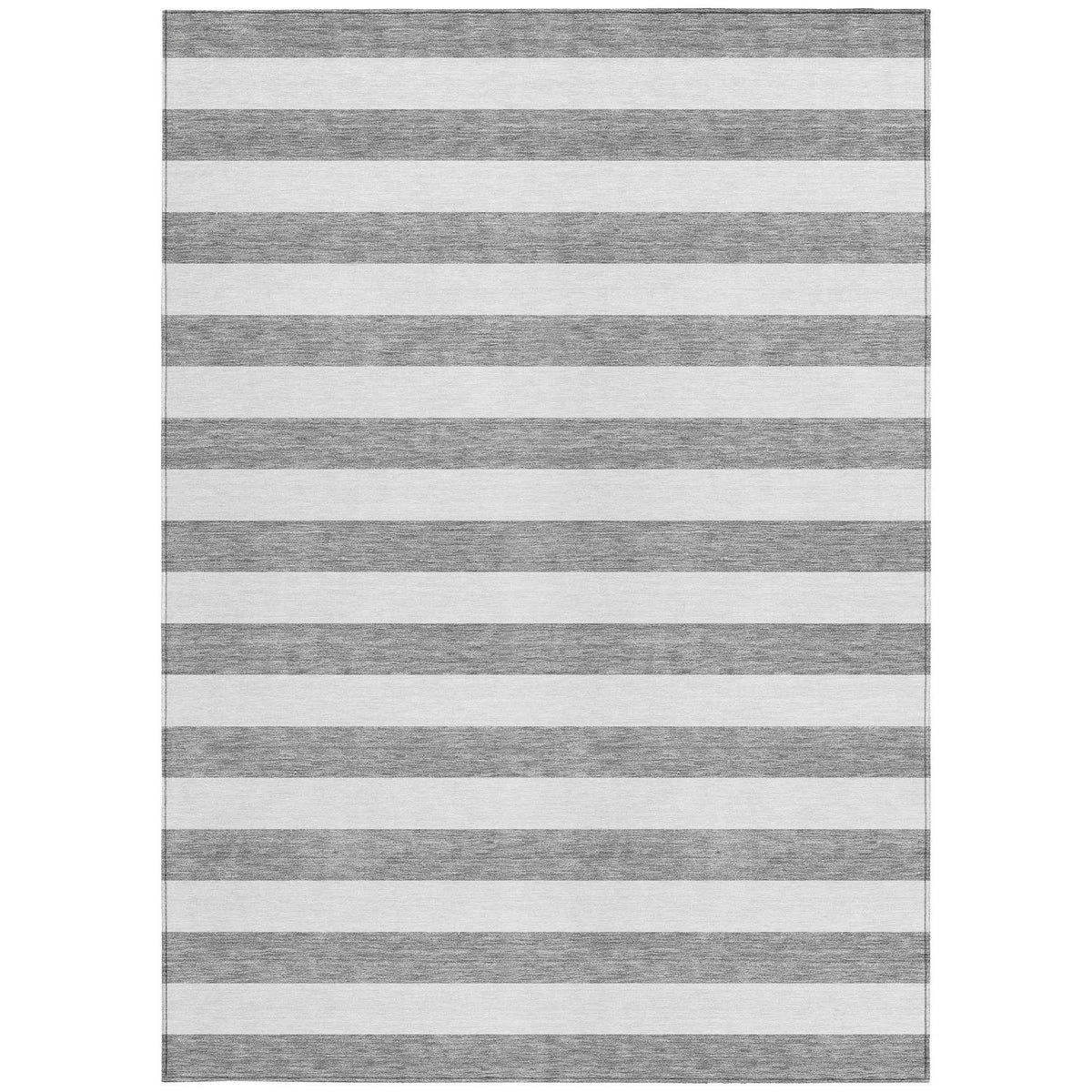 8' X 10' Gray and White Striped Washable Non Skid Indoor Outdoor Area Rug