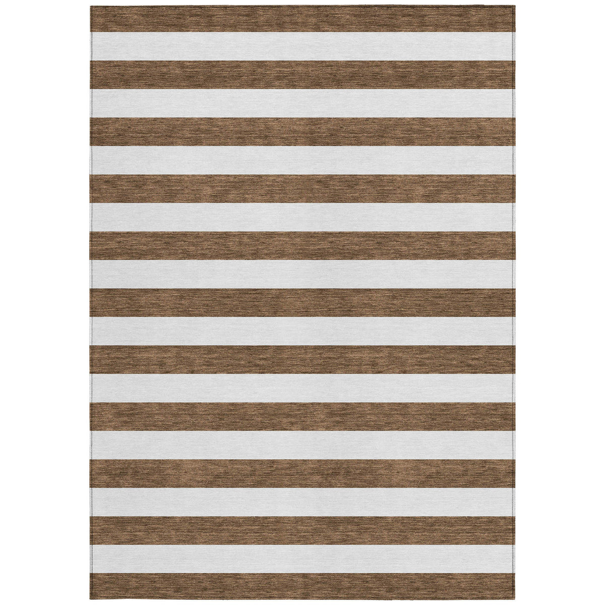 5' X 8' Chocolate Striped Washable Non Skid Indoor Outdoor Area Rug