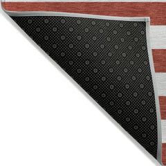 10' X 14' Red and White Striped Washable Non Skid Indoor Outdoor Area Rug