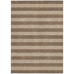 10' X 14' Coffee Striped Washable Non Skid Indoor Outdoor Area Rug