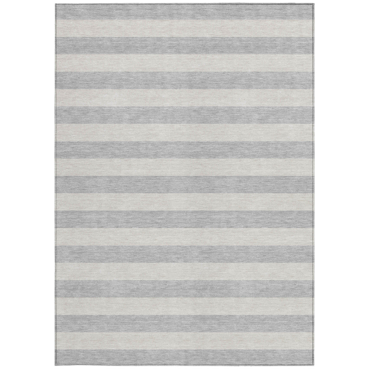 10' X 14' Gray and Ivory Striped Washable Non Skid Indoor Outdoor Area Rug
