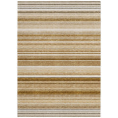 10' X 14' Chocolate Striped Washable Non Skid Indoor Outdoor Area Rug