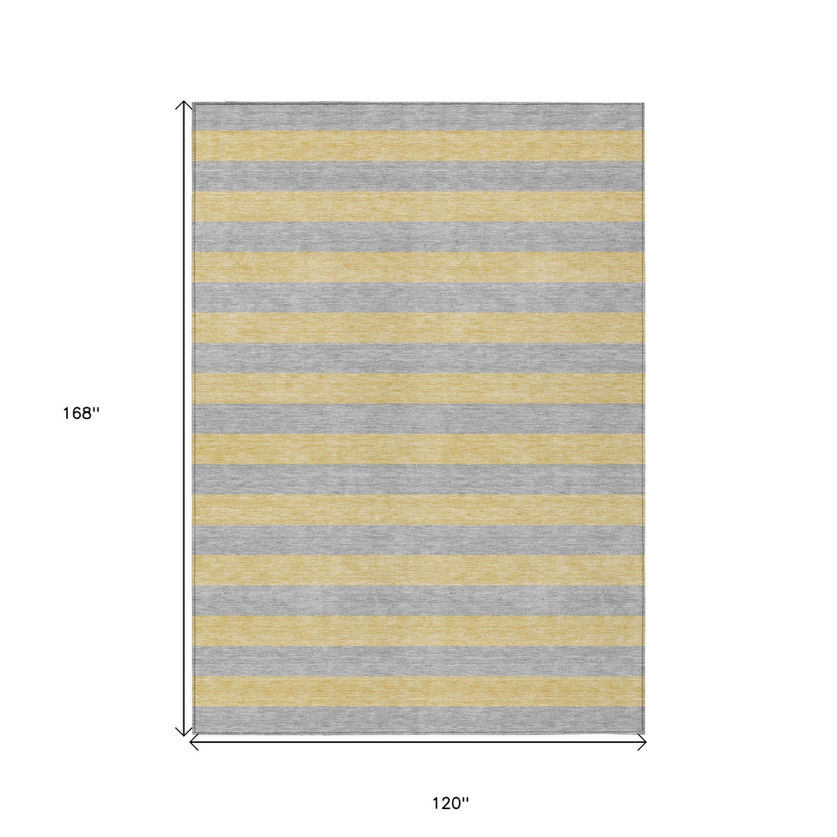 10' X 14' Silver Striped Washable Non Skid Indoor Outdoor Area Rug