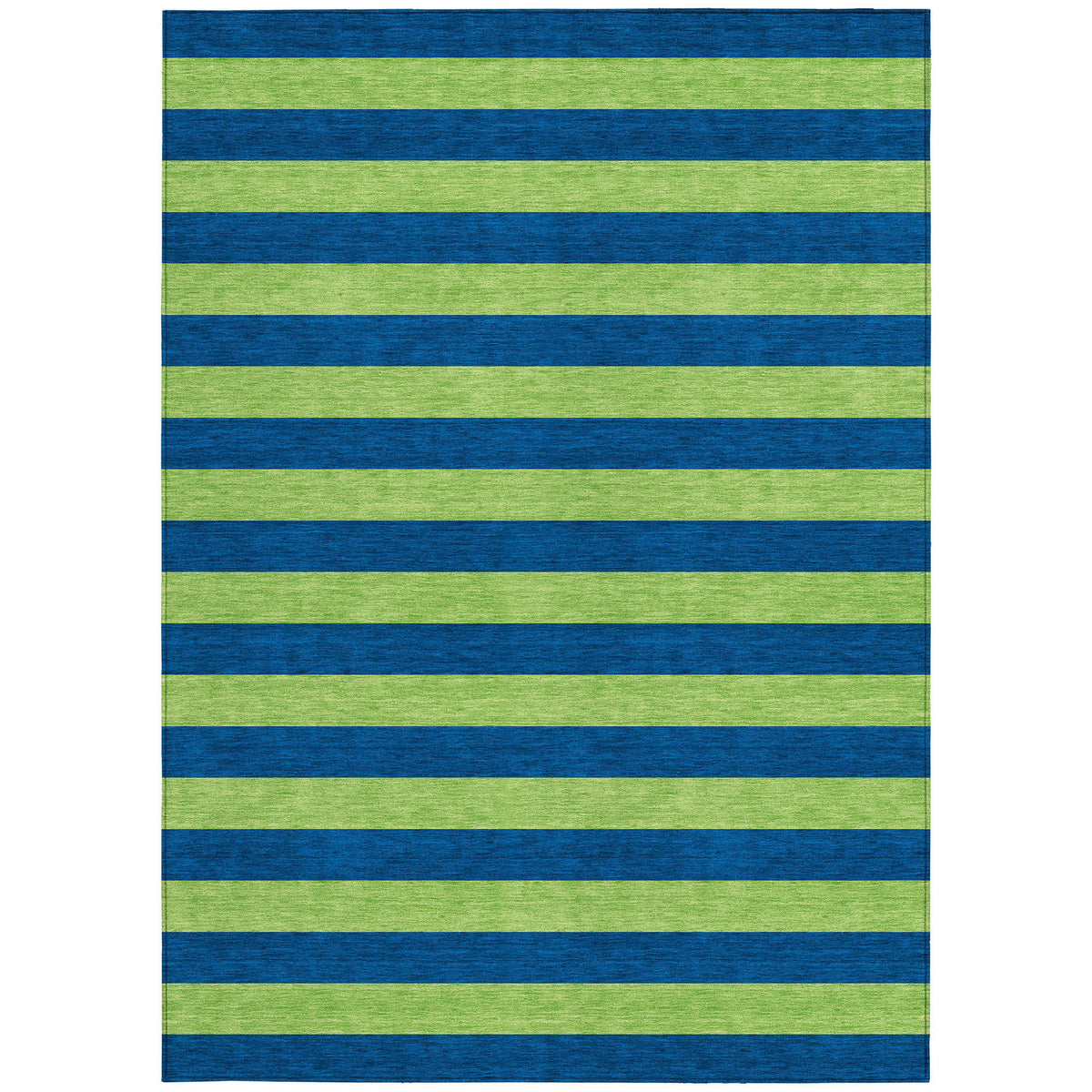 10' X 14' Navy Blue Striped Washable Non Skid Indoor Outdoor Area Rug