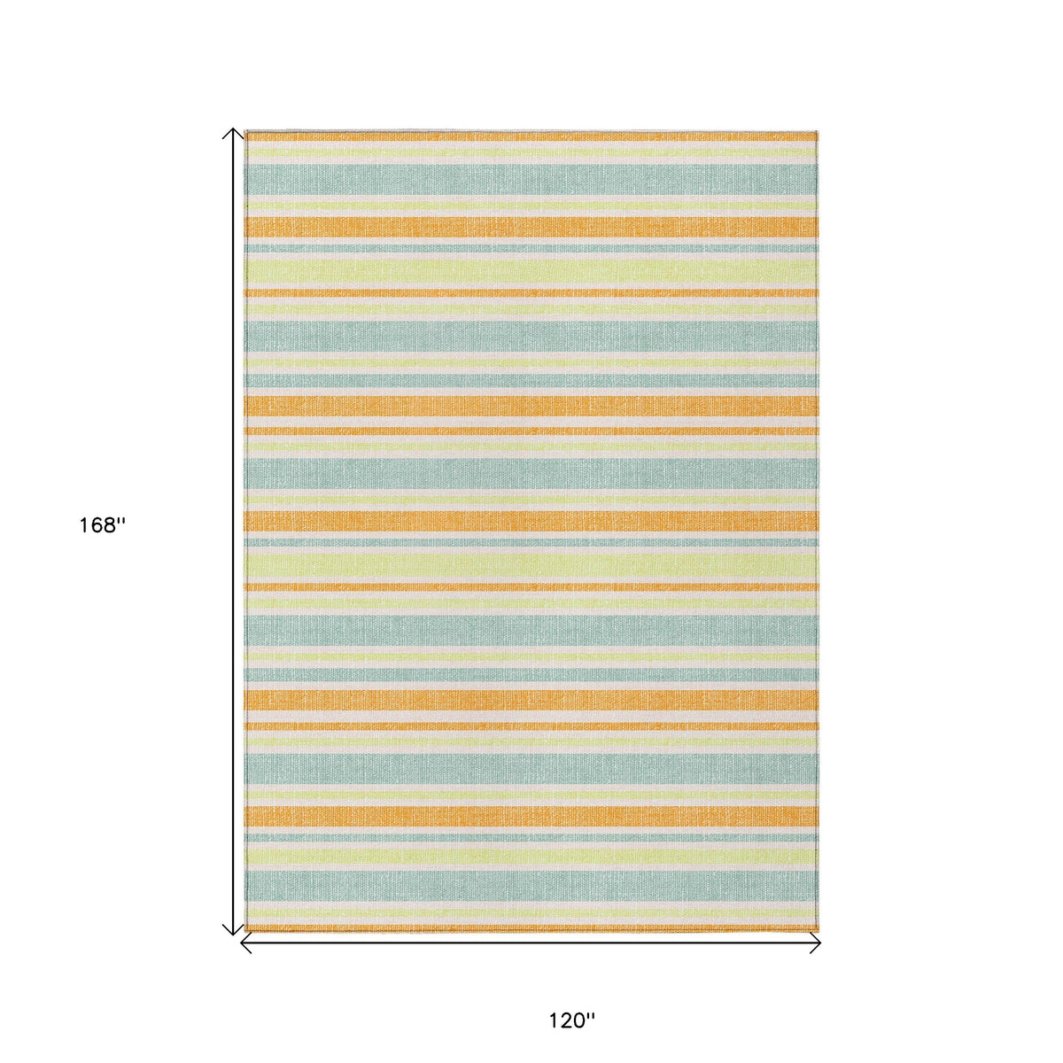 10' X 14' Orange Striped Washable Non Skid Indoor Outdoor Area Rug
