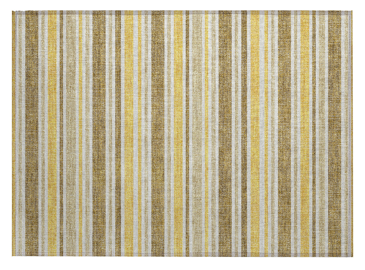 2' X 3' Brown and Orange Striped Washable Non Skid Indoor Outdoor Area Rug