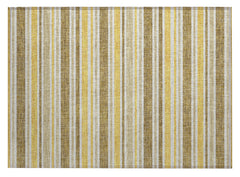 2' X 3' Brown and Orange Striped Washable Non Skid Indoor Outdoor Area Rug