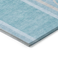 10' X 14' Teal Abstract Washable Non Skid Indoor Outdoor Area Rug
