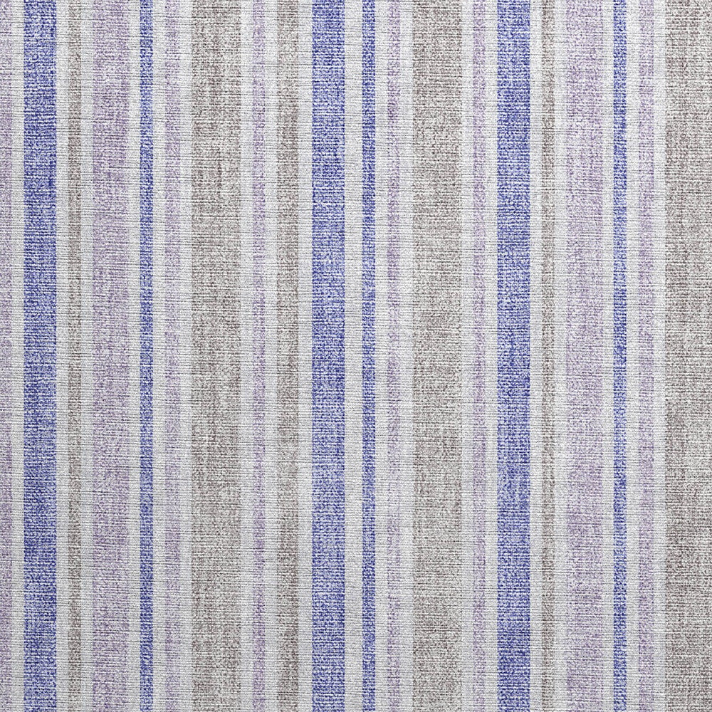 2' X 3' Ivory Blue and Gray Striped Washable Non Skid Indoor Outdoor Area Rug