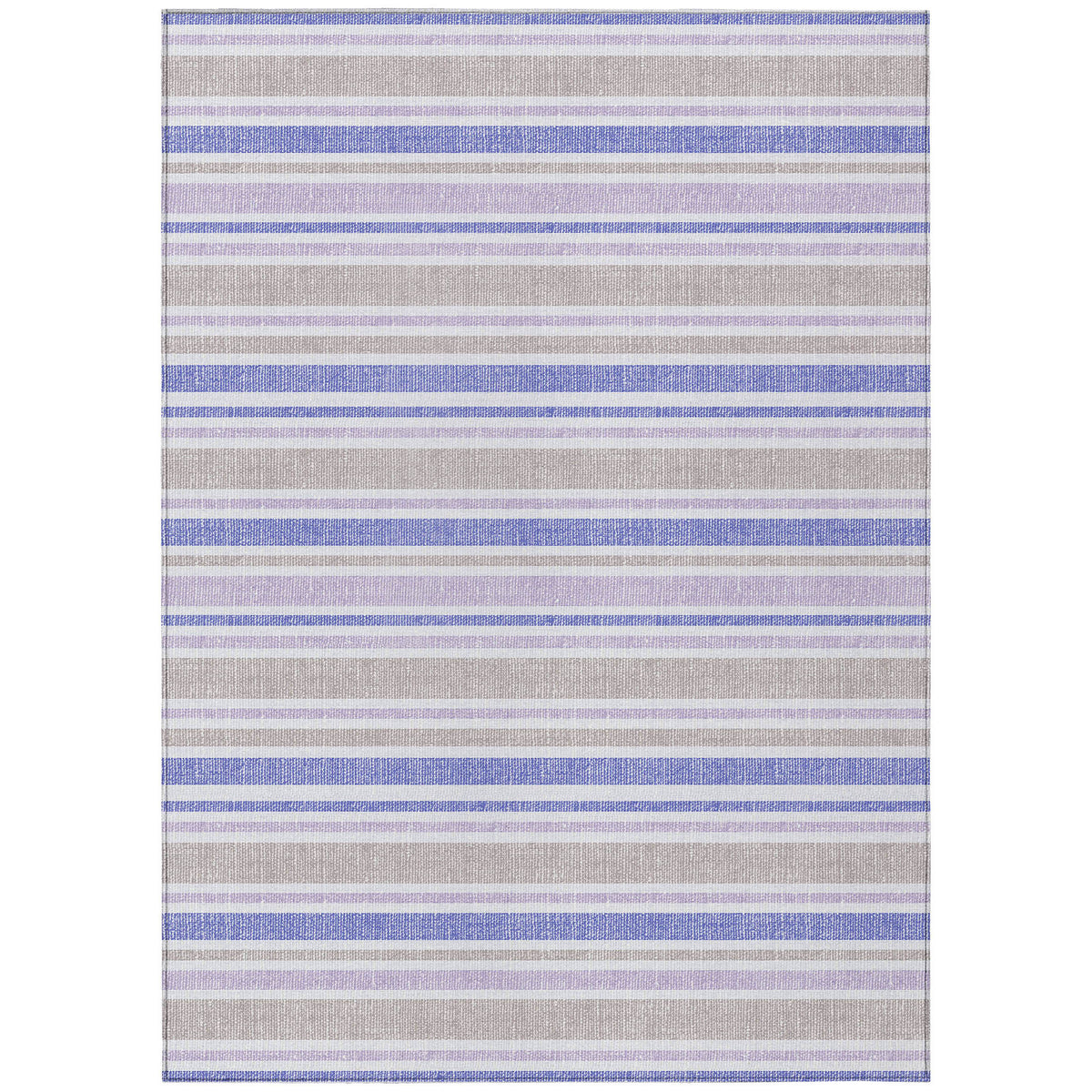 8' X 10' Ivory Blue and Gray Striped Washable Non Skid Indoor Outdoor Area Rug