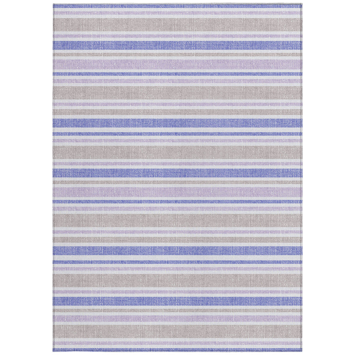 10' X 14' Ivory Blue and Gray Striped Washable Non Skid Indoor Outdoor Area Rug