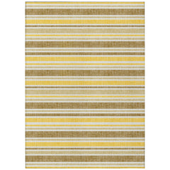 8' X 10' Brown and Orange Striped Washable Non Skid Indoor Outdoor Area Rug