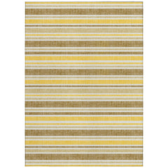 5' X 8' Brown and Orange Striped Washable Non Skid Indoor Outdoor Area Rug