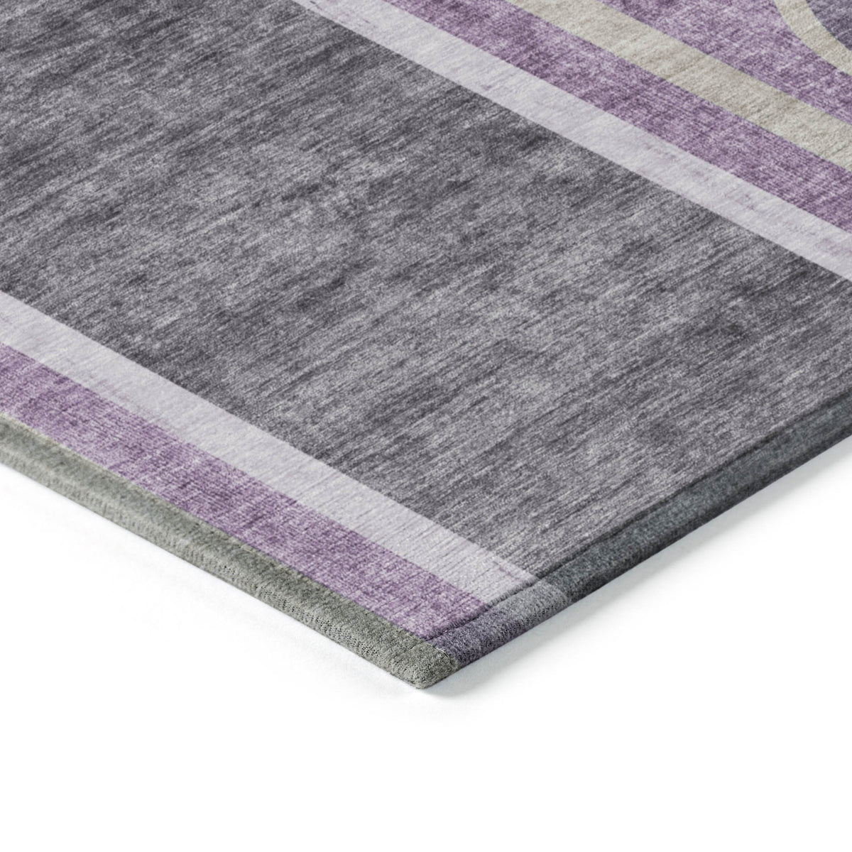 10' X 14' Purple and Black Abstract Washable Non Skid Indoor Outdoor Area Rug