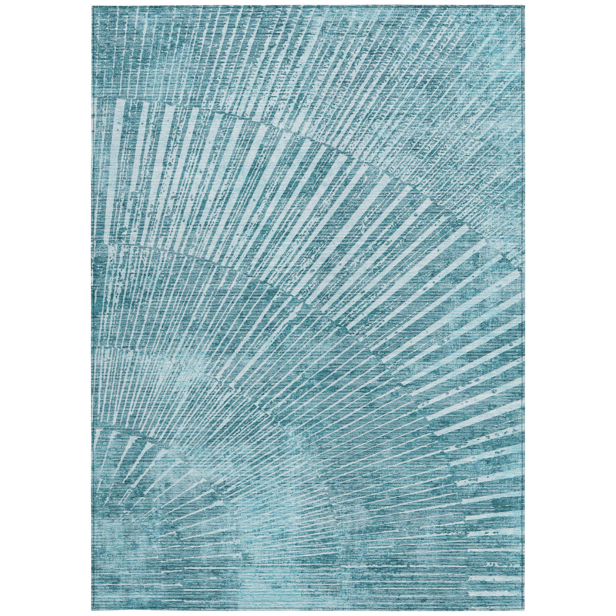 3' X 5' Teal Abstract Washable Non Skid Indoor Outdoor Area Rug