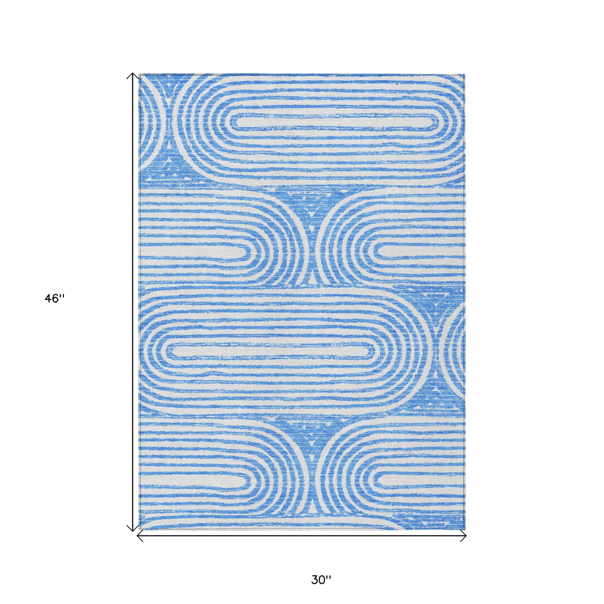 3' X 4' Blue and White Abstract Washable Non Skid Indoor Outdoor Area Rug