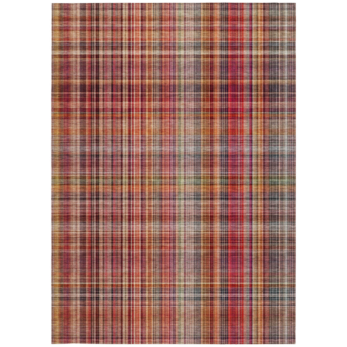 3' X 4' Red Plaid Washable Non Skid Indoor Outdoor Area Rug