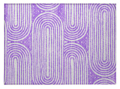 2' X 3' Purple and White Abstract Washable Non Skid Indoor Outdoor Area Rug