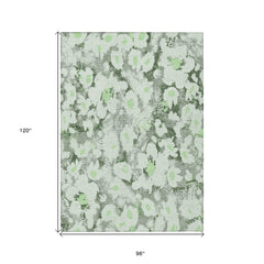 8' X 10' Artichoke Green Floral Washable Non Skid Indoor Outdoor Area Rug