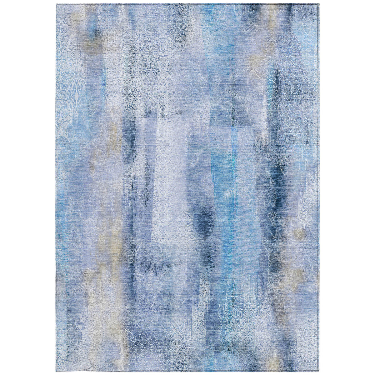 10' X 14' Blue Washable Non Skid Indoor Outdoor Area Rug