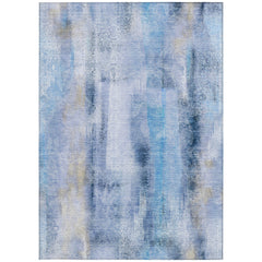 10' X 14' Blue Washable Non Skid Indoor Outdoor Area Rug