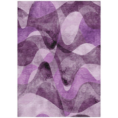 10' X 14' Purple Abstract Washable Non Skid Indoor Outdoor Area Rug