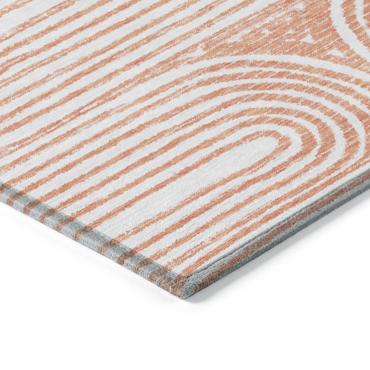 10' X 14' Salmon Abstract Washable Non Skid Indoor Outdoor Area Rug