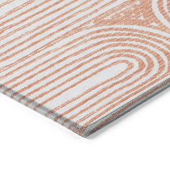 10' X 14' Salmon Abstract Washable Non Skid Indoor Outdoor Area Rug