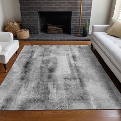 10' X 14' Gray Washable Non Skid Indoor Outdoor Area Rug