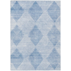 10' X 14' Blue Geometric Washable Non Skid Indoor Outdoor Area Rug