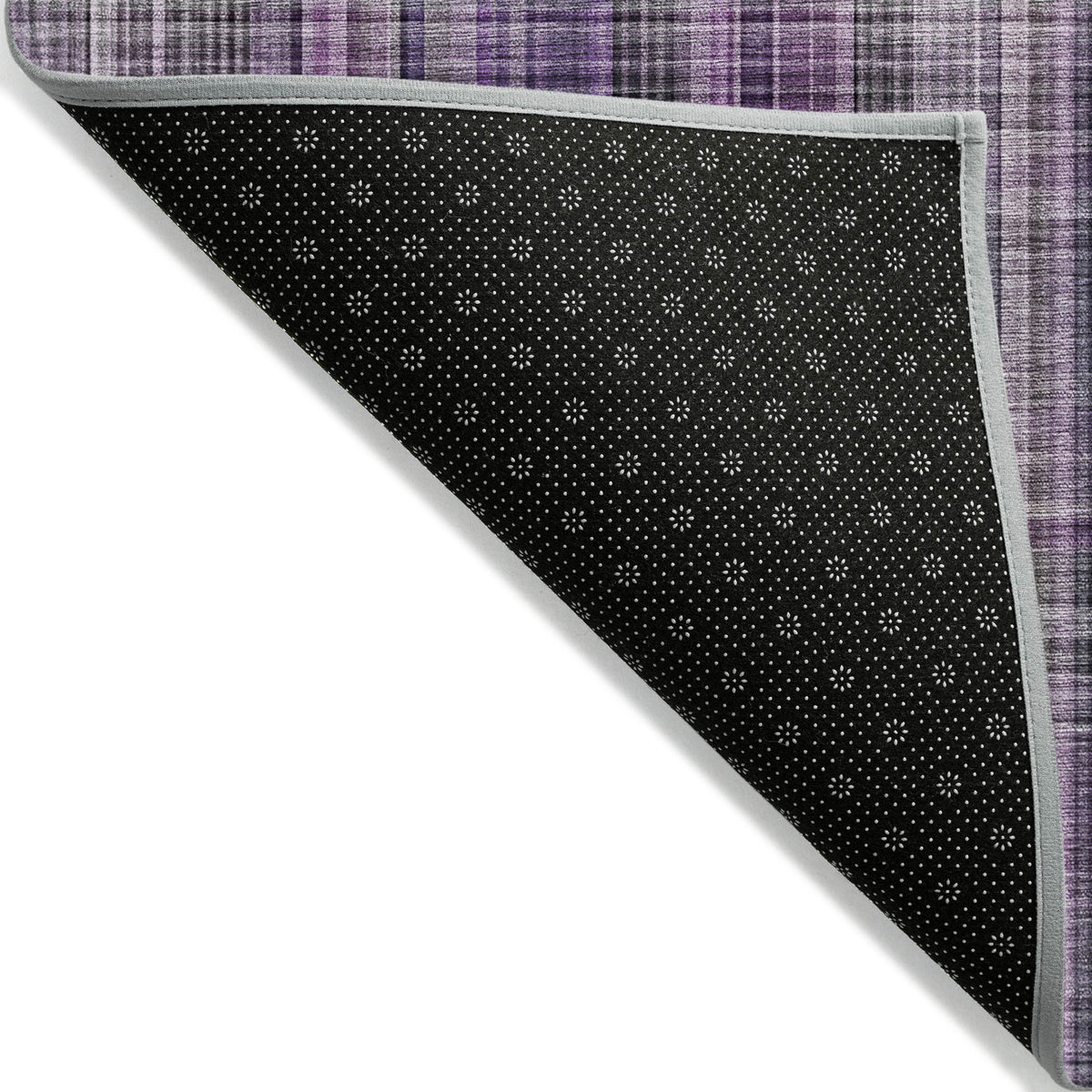 8' Round Purple Round Plaid Washable Non Skid Indoor Outdoor Area Rug