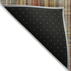9' X 12' Orange Plaid Washable Non Skid Indoor Outdoor Area Rug