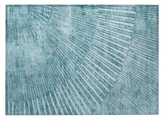 2' X 3' Teal Abstract Washable Non Skid Indoor Outdoor Area Rug