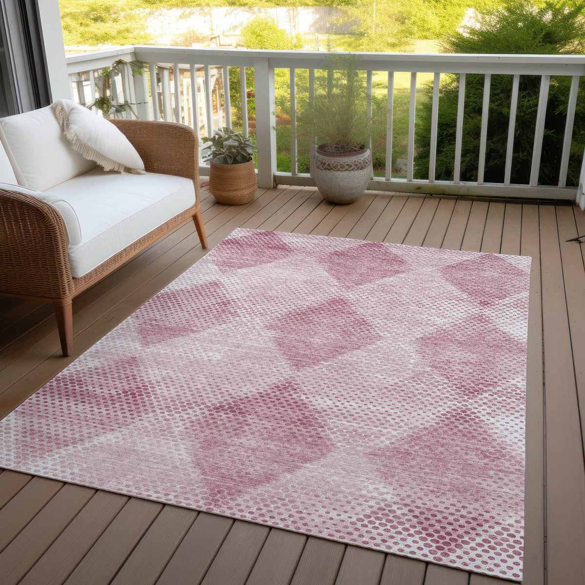 9' X 12' Merlot Geometric Washable Non Skid Indoor Outdoor Area Rug