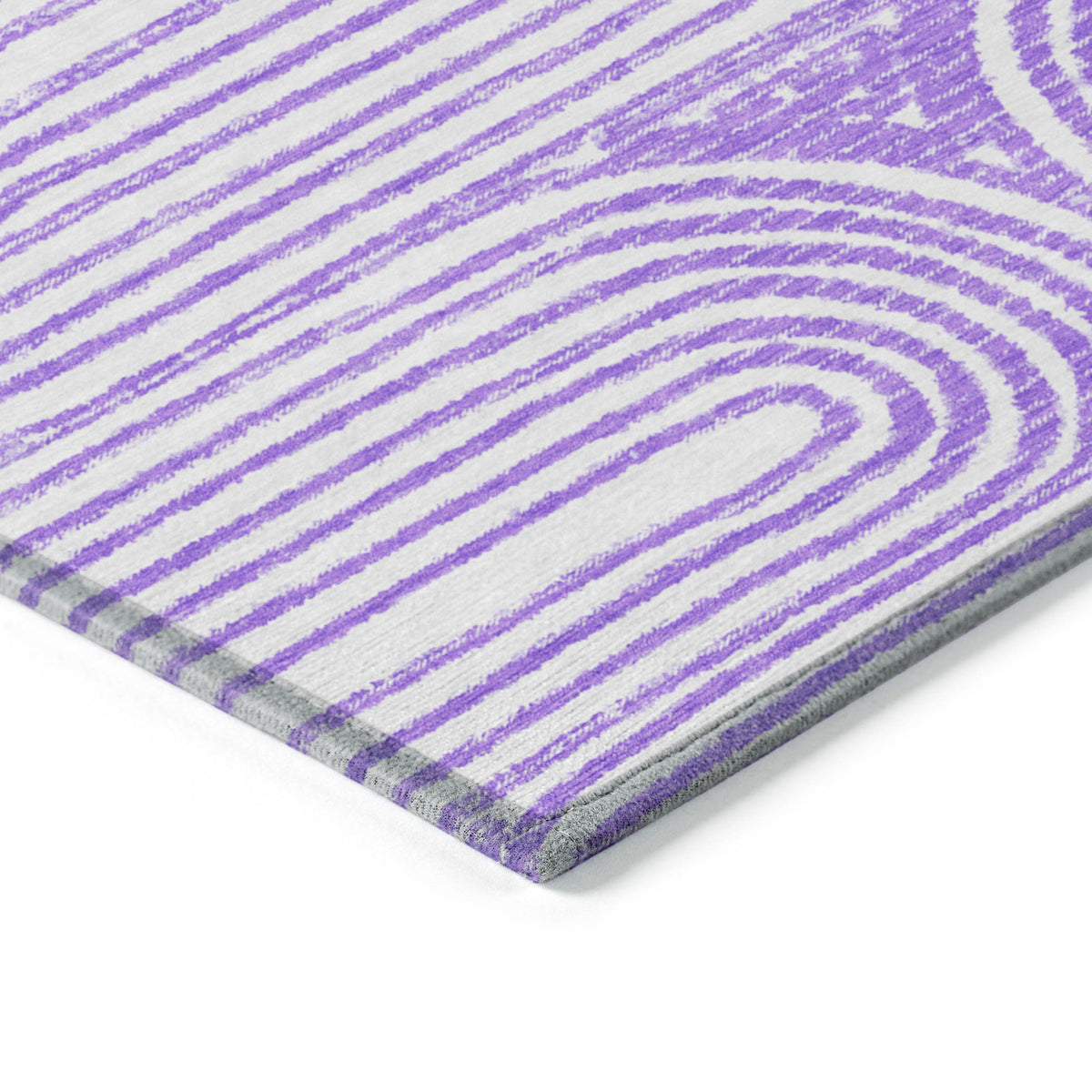 5' X 8' Purple and White Abstract Washable Non Skid Indoor Outdoor Area Rug