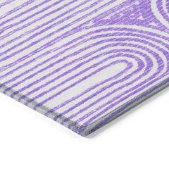 5' X 8' Purple and White Abstract Washable Non Skid Indoor Outdoor Area Rug