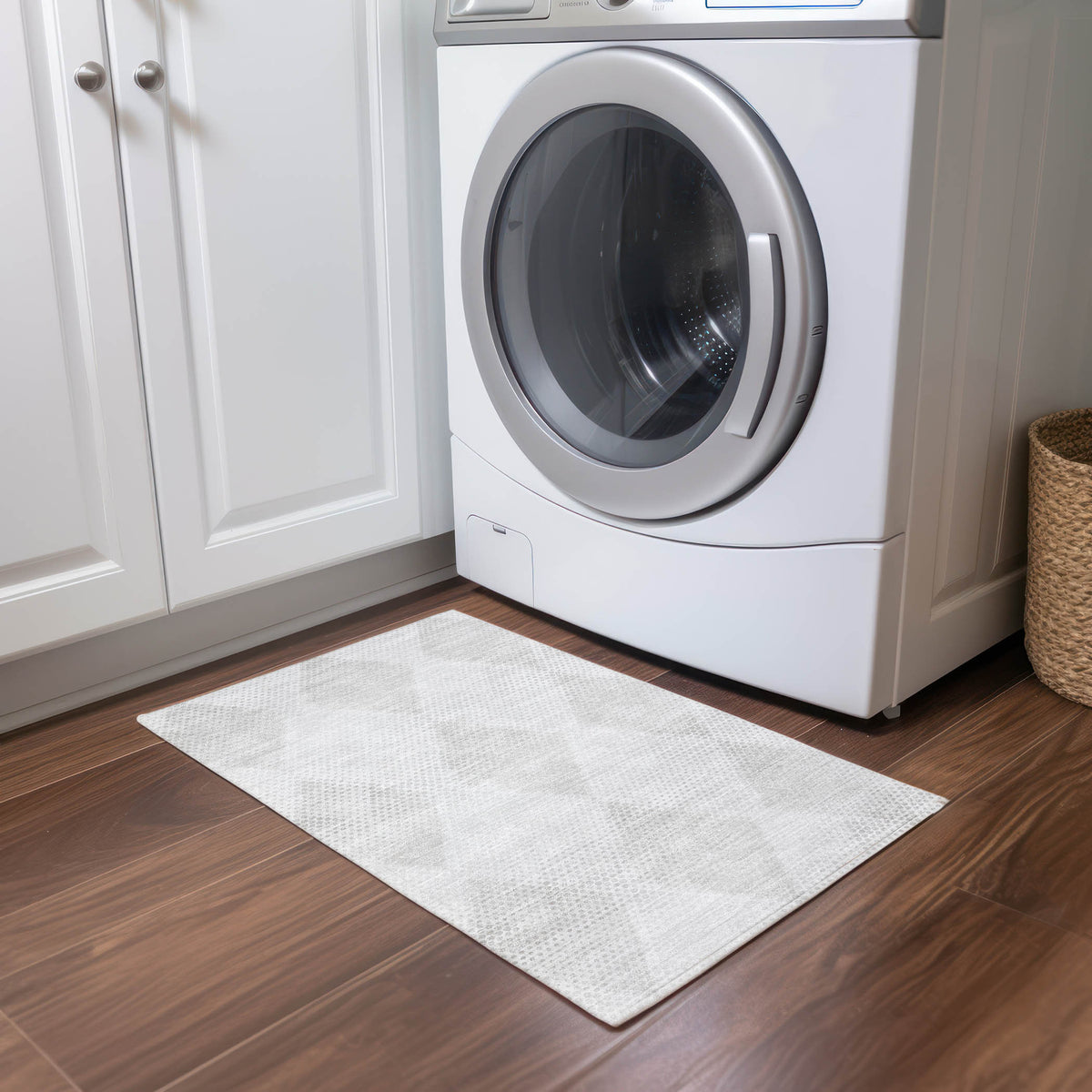 2' X 3' Ivory Geometric Washable Non Skid Indoor Outdoor Area Rug