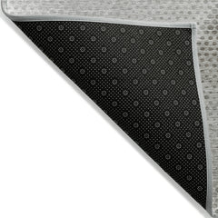 8' Runner Gray Geometric Washable Non Skid Indoor Outdoor Runner Rug