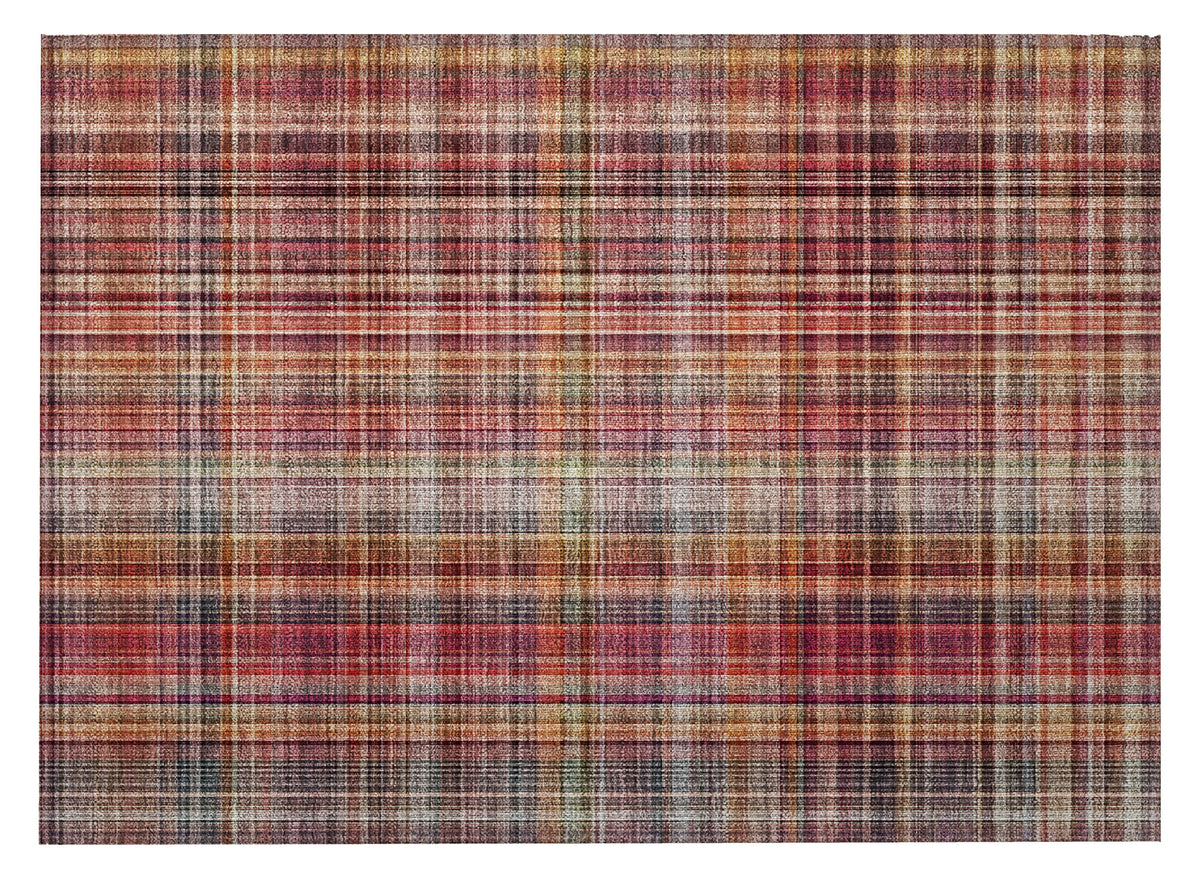 2' X 3' Red Plaid Washable Non Skid Indoor Outdoor Area Rug