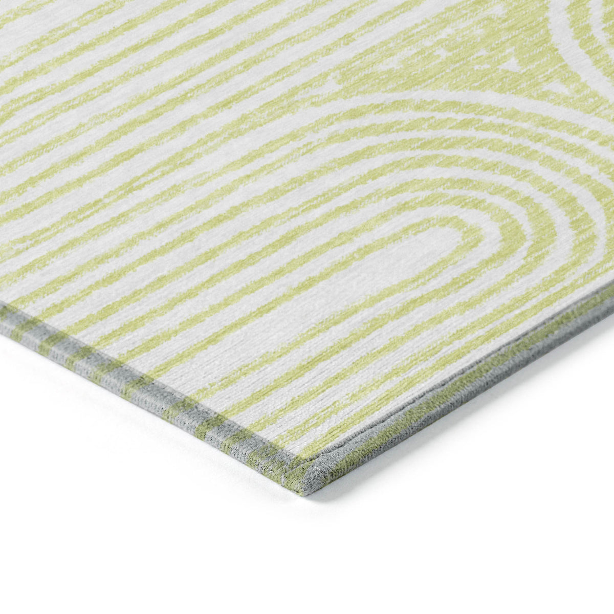 9' X 12' Green and White Abstract Washable Non Skid Indoor Outdoor Area Rug